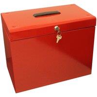 mysmartbuy Metal Lockable A4 File Box with 5 Suspension Files in Red