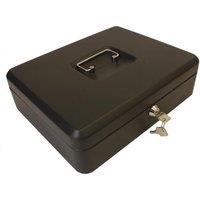 mysmartbuy Lockable 12" Cash Box with Note & Coin Tray, Lock & Carry Handle in Black