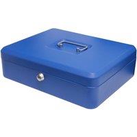 mysmartbuy Lockable 12" Cash Box with Note & Coin Tray, Lock & Carry Handle in Blue