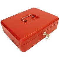 mysmartbuy Lockable 12" Cash Box with Note & Coin Tray, Lock & Carry Handle in Red