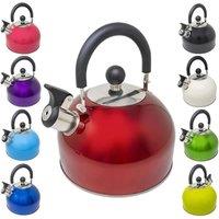 BARGAINS-GALORE 2.5l Stainless Steel Lightweight Whistling Kettle Camping Fast Red