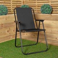 Samuel Alexander Black Lightweight Foldable Canvas Chair with Plastic Armrests