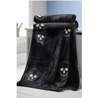 Catherine Lansfield Skull Cosy Fleece Halloween Throw 130 x 170cm in Grey | Size: 130 cm x 170 cm