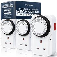 Tanness 3 Pack Plug-In Timer Switch, 24 Hour Segment Timer Plug Socket in White