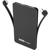 Tech Charge Portable Power Bank Super Slim 5000 mAh in Black