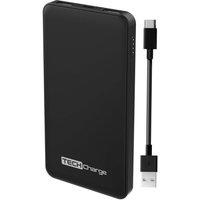 Tech Charge Portable Power Bank 5000 mAh with Free USB-C Cable in Black