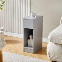 MCC Direct Solid Wooden Bedside Table with Open Shelf & Drawer Grey Ava by MCC