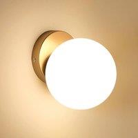 COMELY Modern Wall Lights, E27 Ball Wall Lights, 15 cm Glass Shade, Gold