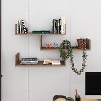 Decortie Tibet' Wall-Mounted Bookcase Display Unit 120cm Wide in Brown | Size: 1 Pack