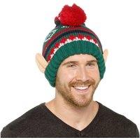 RJM Men's Knitted Christmas Elf Bobble Hat in Green