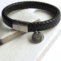 Aye Do Gifts Personalised Men's Luxury Black Leather Bracelet | Size: 8 inches
