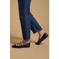 Oasis Women's Madalena Faux Leather Multi MaryJane Ballet Pumps in Black | Size: 8