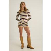 NastyGal Women's Stripe Knitted Shorts Co-ord in Yellow | Size: Large