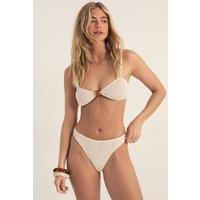 NastyGal Women's Premium Crinkle Trim Crop Bikini Set in Stone | Size: 6