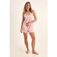 NastyGal Women's Bow Embroidered Cami & Shorts Set in Pink | Size: Large
