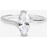 Inicio Women's Sterling Silver Plated Cubic Zirconia Navette Engagement Ring - Gift Pouch | Size: Large
