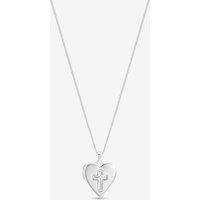 Inicio Women's Sterling Silver Plated Heart Cross Locket - Gift Pouch