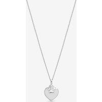Inicio Women's Sterling Silver Plated Pawprint Charm Personalised Heart Pendant - Gift Pouch