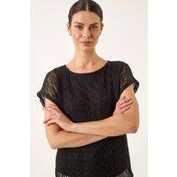 Roman Women's Lace Overlay Stretch Top in Black | Size: 14
