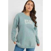 Yours Women's 'New York' Long Sleeve Sweatshirt in Light Blue | Size: 26-28
