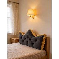 Living and Home Crown-Shaped Ruffled Bed Headboard Pillow in Dark Grey | Size: Large