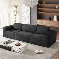 Dprodo Corduroy Modular Sofa, 303CM Long Couch, 25V9 in Black