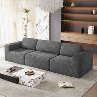 Dprodo Corduroy Modular Sofa, 303CM Long Couch, 25V9 in Grey