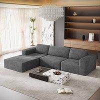 Dprodo Corduroy Modular Sofa, 303CM L Shape Couch, 25V9 in Grey