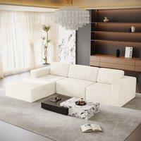 Dprodo Corduroy Modular Sofa, 303CM L Shape Couch, 25V9 in Beige
