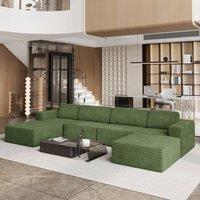 Dprodo Corduroy Modular Sofa, 404CM U Shape Couch, 25V9 in Green