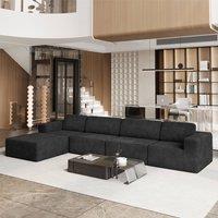 Dprodo Corduroy Modular Sofa, 404CM L Shape Couch, 25V9 in Black