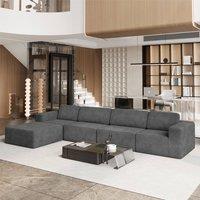 Dprodo Corduroy Modular Sofa, 404CM L Shape Couch, 25V9 in Grey