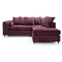 Furnishings For Less UK Monaco Chenille Fabric 3 to 4 Seater L Shaped Corner Sofa Right Hand Facing in Purple