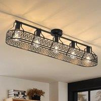 Garwarm 5 - Light 110cm Farmhouse Metal Dimmable Flush Mount in Black