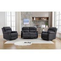 FURNITURE ONE Recliner Sofa Set, Manual Recliner Sofa Suite - 2+1+1 Seater Set in Dark Grey | Size: 1 Pack