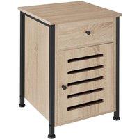 tectake Bedside Table Waterford 40X42X60.5Cm With Shelf, Drawer, & Cupboard in Light Oak | Size: 40X42X60.5 cm