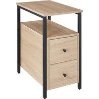 tectake Bedside Table Tullamore - 2 Shelves & 2 Drawers in Light Oak