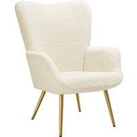 tectake Armchair Hygge - Boucl Cream/Gold in Cream
