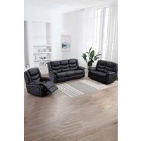 More4Homes Seattle Manual Recliner Bonded Leather 1+2+3 Seater Sofa Set in Black