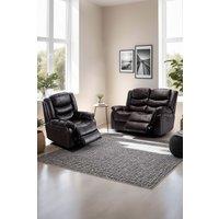 More4Homes Seattle Electric Recliner Bonded Leather 1+2 Seater Sofa Set in Brown