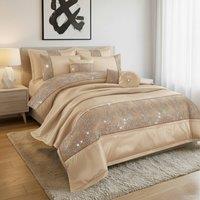 Snug City Embroidered Duvet Cover Set Luxury Bedding with Matching Accessories in Beige