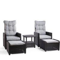 VonHaus 2 Seater Garden & Patio Reclining Rattan Bistro Set in Beige