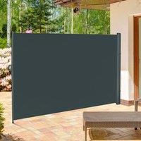 OUTSUNNY Garden Retractable Deck Side Awning Screen Fence Privacy Divider in Grey