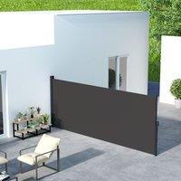 OUTSUNNY Side Awning Retractable, Outdoor Privacy Screen in Black