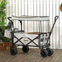 OUTSUNNY Outdoor Push Pull Wagon Stroller Cart w/ Canopy Top in Grey