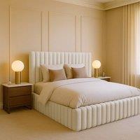 Desire Deco Plush Velvet Brantley Panel Bed Frame Double King Super King in Cream | Size: Single