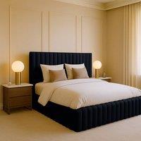 Desire Deco Plush Velvet Brantley Panel Bed Frame Double King Super King in Black