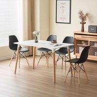 Comfy Living Ltd 5 Piece Dining Set With White Wooden Top & 4 Black Chairs With Metal Detailing