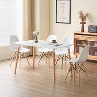 Comfy Living Ltd 5 Piece Dining Set With White Wooden Top & 4 White Chairs With Metal Detailing