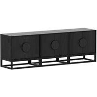 Moderna Bedside Tables Set of 2 Fluted Black